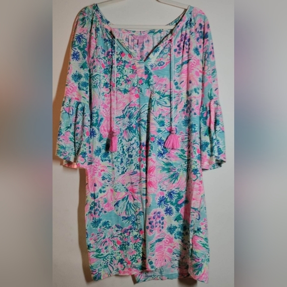 LILLY Pulitzer Del Largo Tunic Dress in Serene Blue Gypsea - Picture 3 of 4